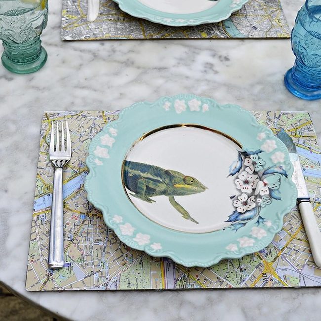 City Map Placemats, Blue Lizard Plates