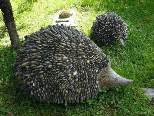Stone Hedgehog Garden Focal Point