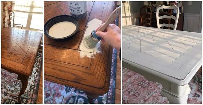 Chalk Paint Table With Floral Tea Sets