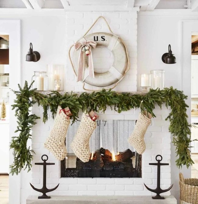 White Life Preserver Fireplace