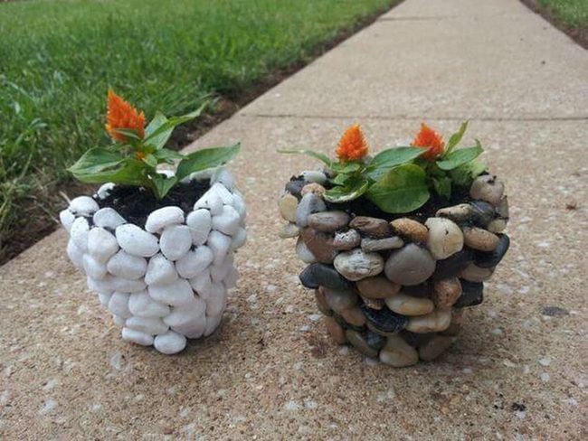 Stone-Covered Garden Vessels