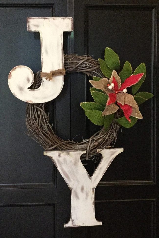 Red Poinsettia Joy Sign