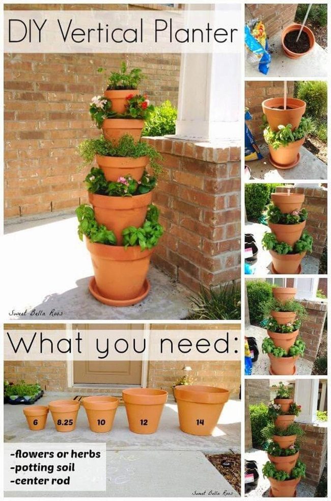 Stacked Pots Flower Tower