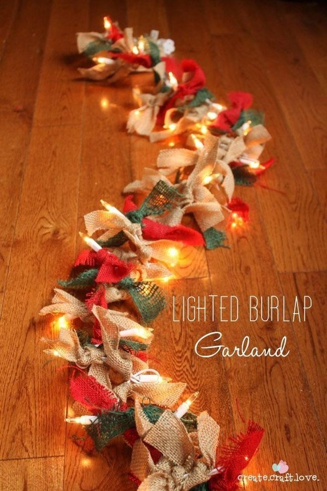 Burlap Garland With Twinkling Lights