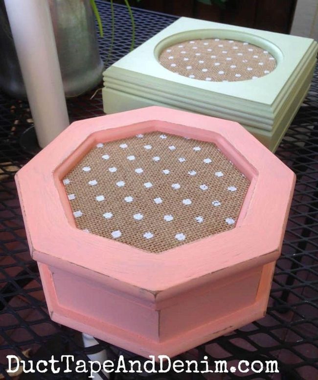 Painted Burlap Jewelry Box