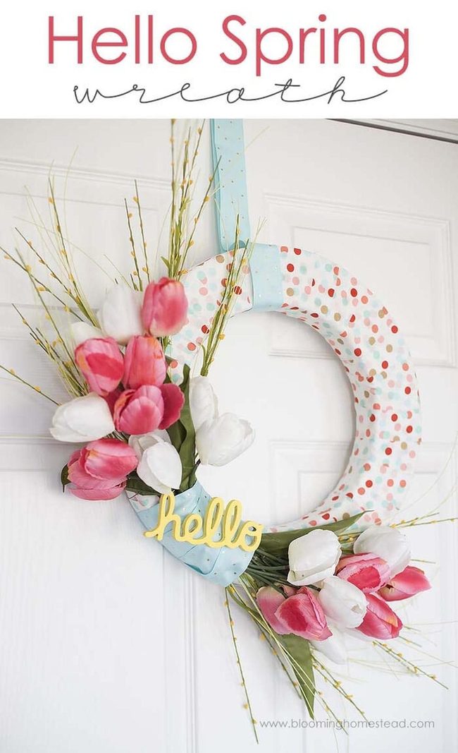 Tulip Wreath Spring Welcome