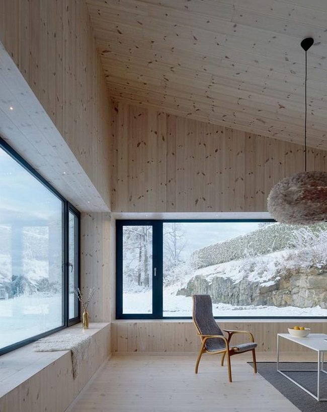 Snowy Mountain View Through Glass