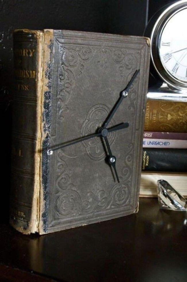 Vintage Book Face Clock