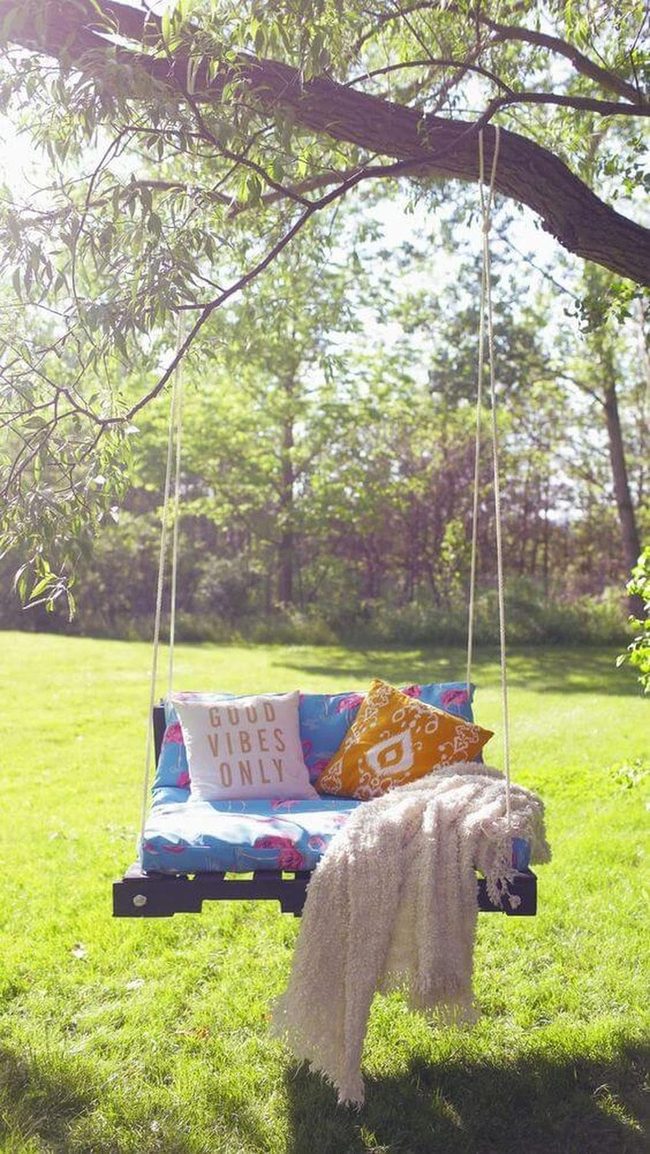Floating Bed, Colorful Cushions