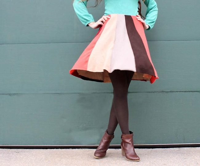 Turquoise Top, Striped Skirt Statement