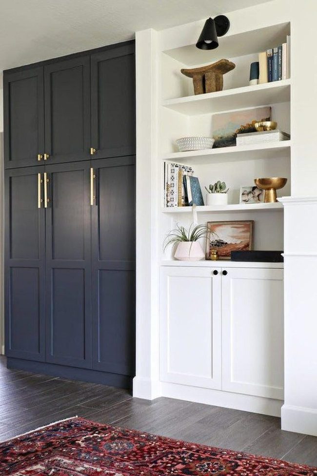 Navy Cabinets And Gold Hardware