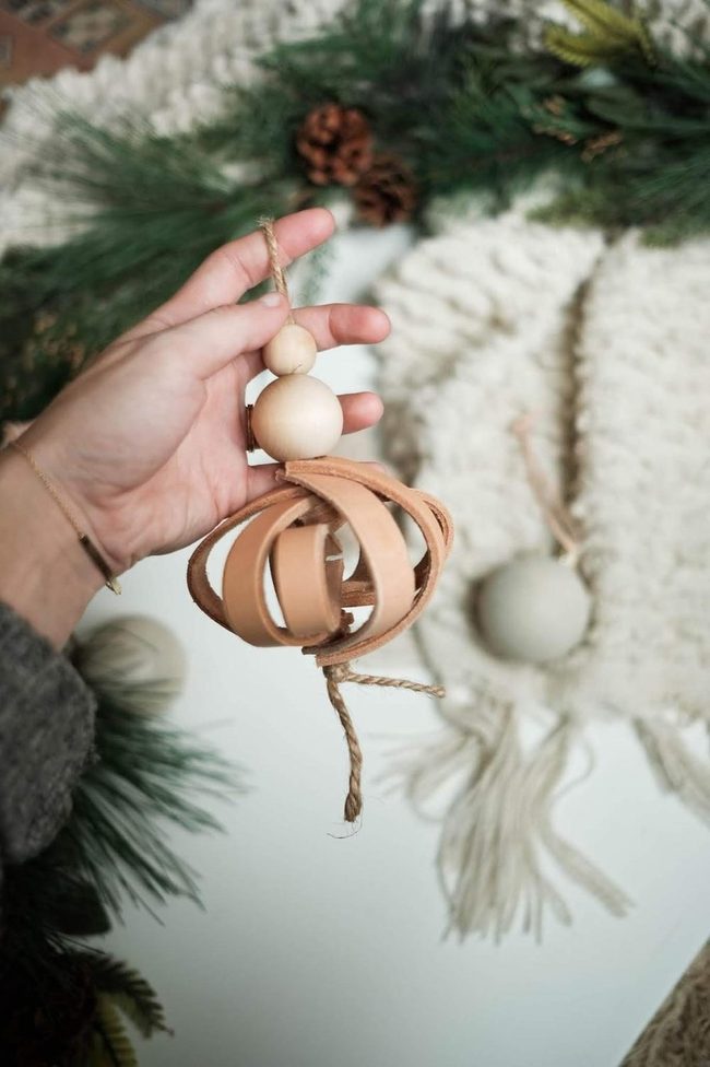 Wooden Ornaments With Leather Details