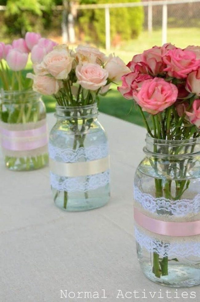 Lace-Wrapped Mason Jars