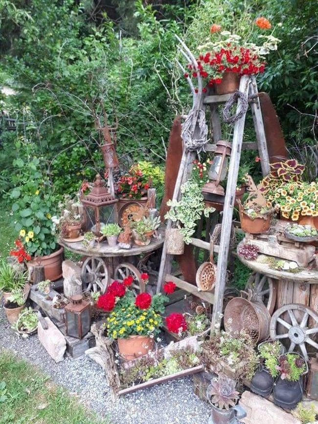 Weathered Tools, Blooming Flowers