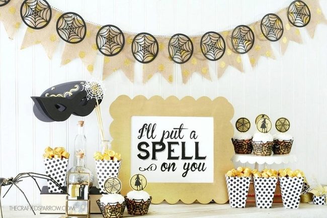 Black Gold Polka Halloween Spread