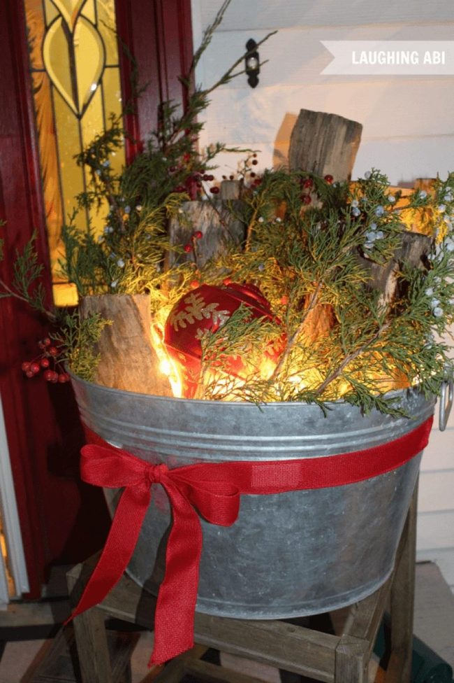 Vintage Metal Tub, Evergreen Magic