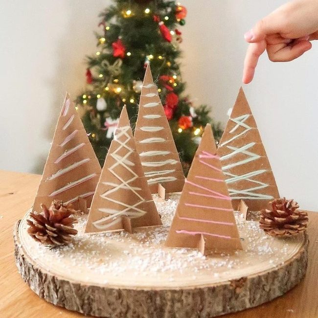Paper Pine Trees With Yarn Details