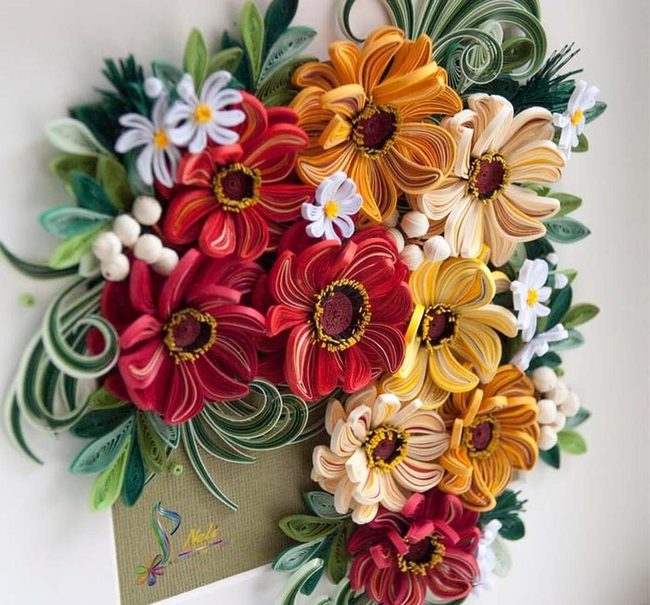 Red And Cream Layered Florals