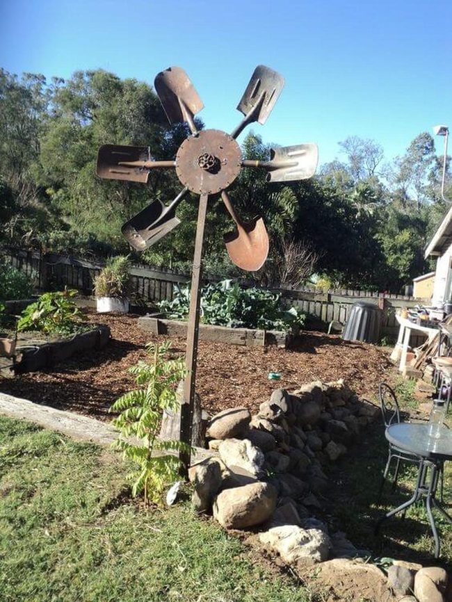 Shovel Windmill Garden Focal Point