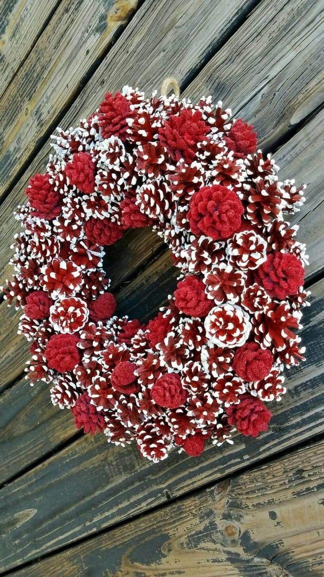 Crimson Pinecone Wreath