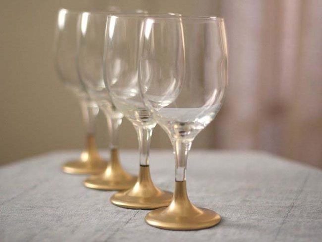 Gold-Dipped Wine Glasses