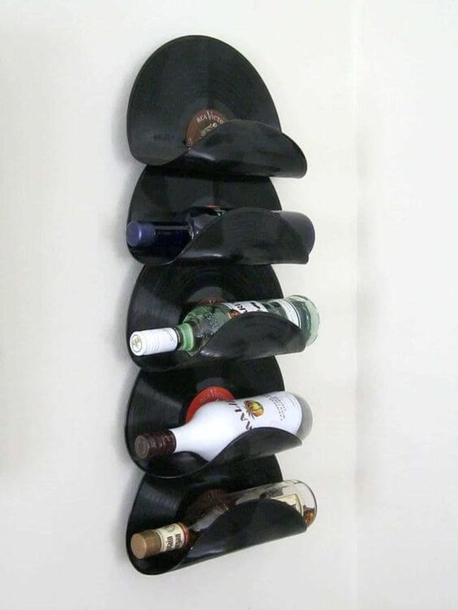 Vinyl Records Wine Display