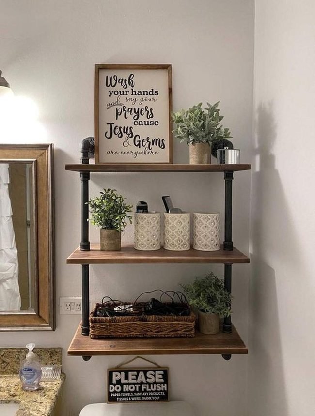 White Bathroom, Green Plants, Wooden Warmth
