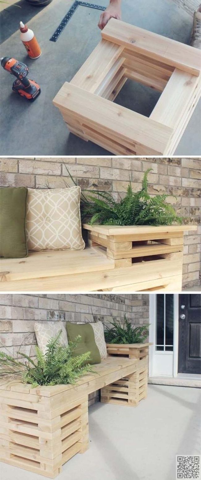 Wooden Bench Planter Hybrid