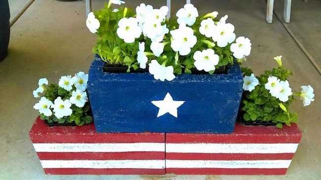 Patriotic Painted Cinder Blocks