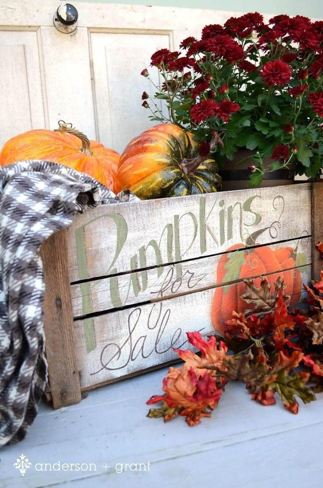Painted Wood Pumpkin Crate