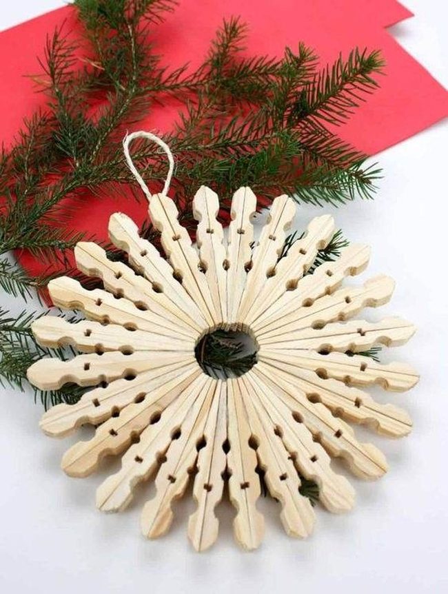 Silver Clothespin Snowflakes