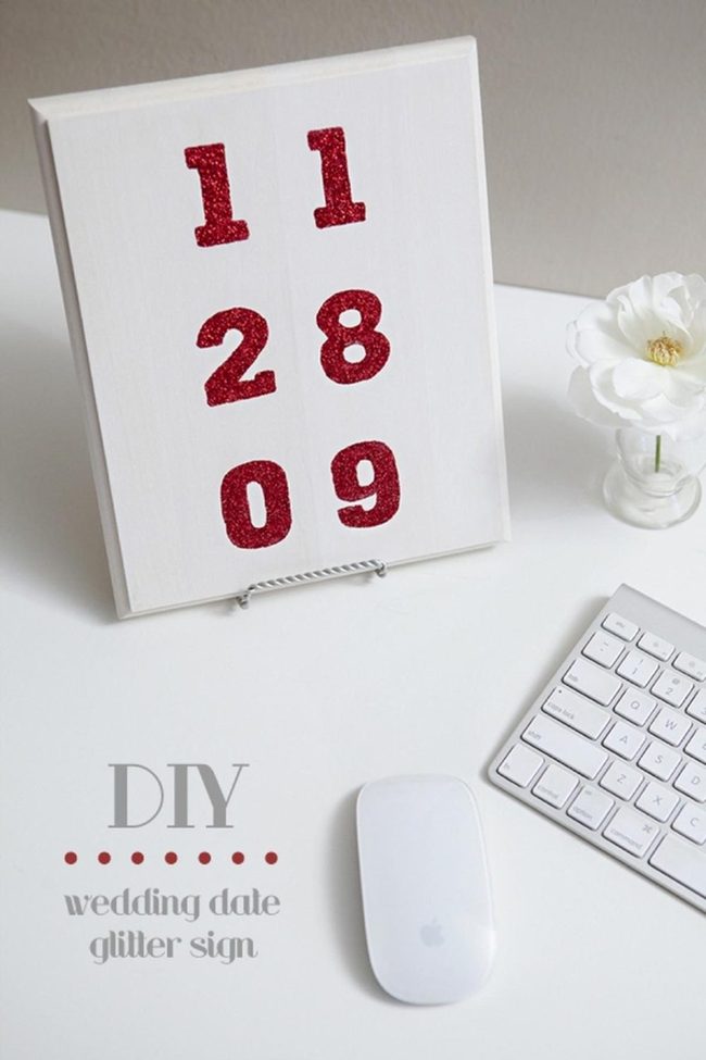 Red Glitter Numbers On White