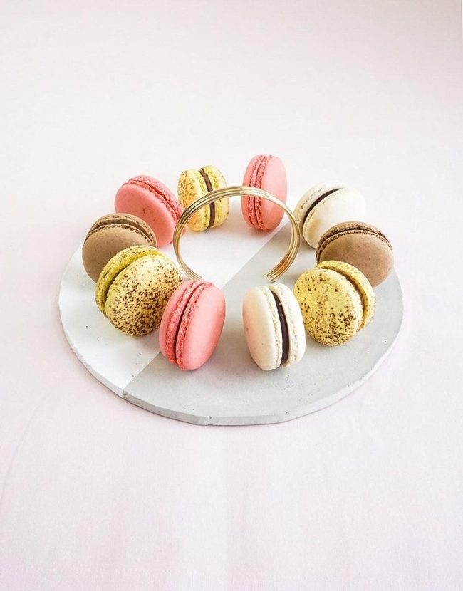 Pastel Macarons, Gold Accents