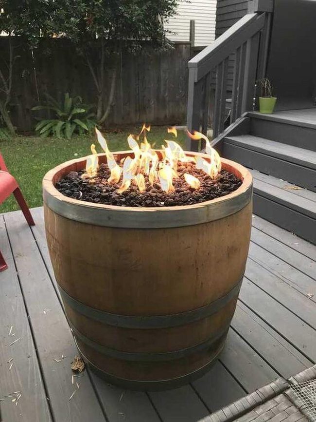 Weathered Wine Barrel Firepit