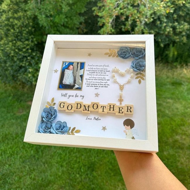 Pink Flowers, Scrabble Godmother Keepsake