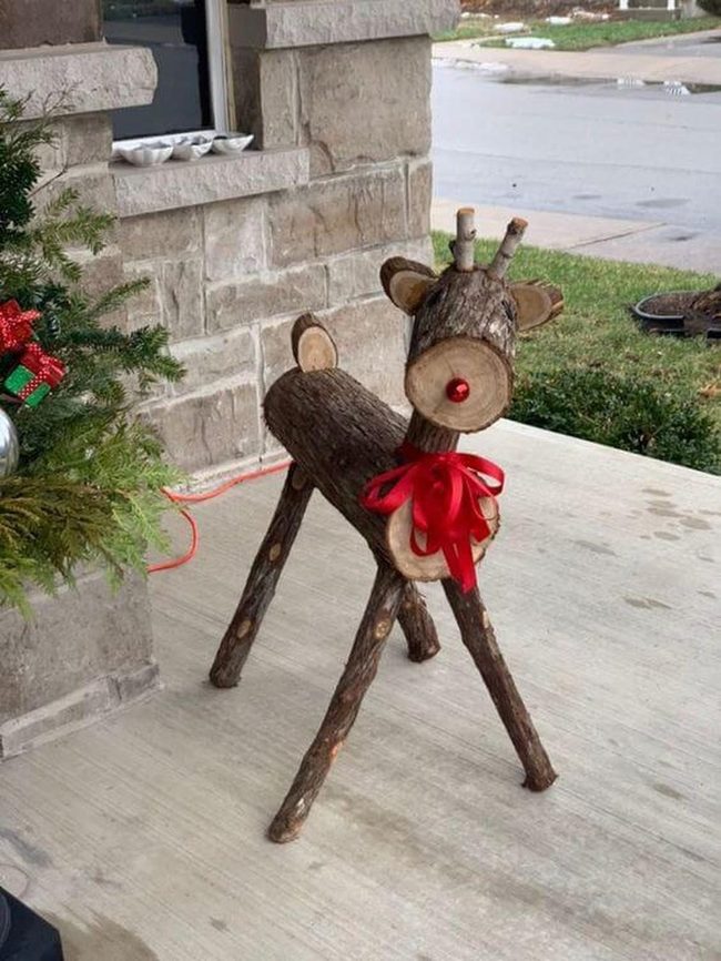 Carved Wood Reindeer Statement
