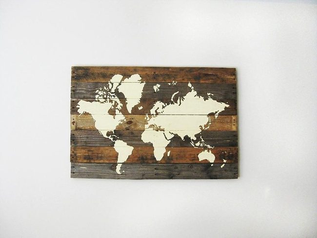 Brown Wooden World Map