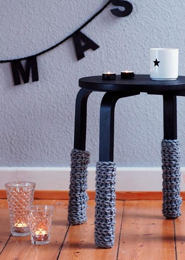Black Knit Stool, Candlelit Simplicity