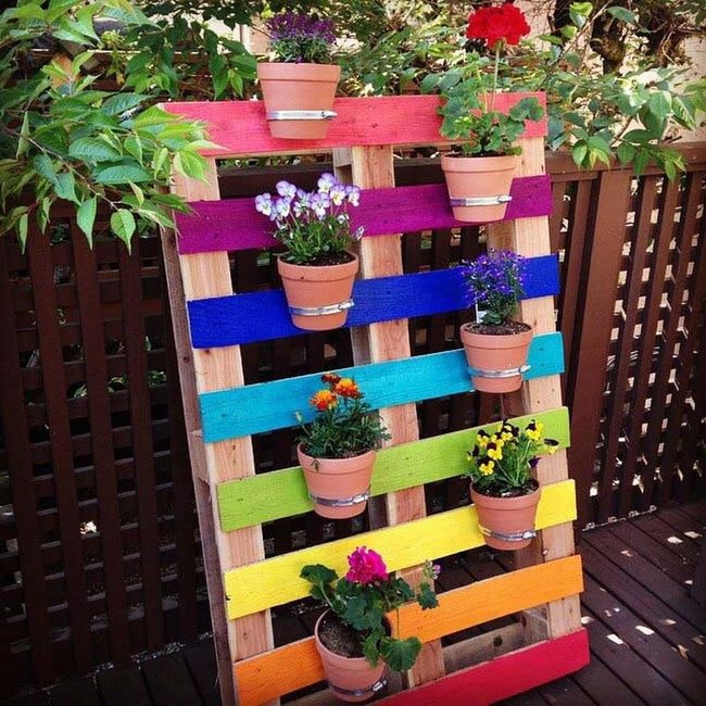 Rainbow Pallet Plant Stand