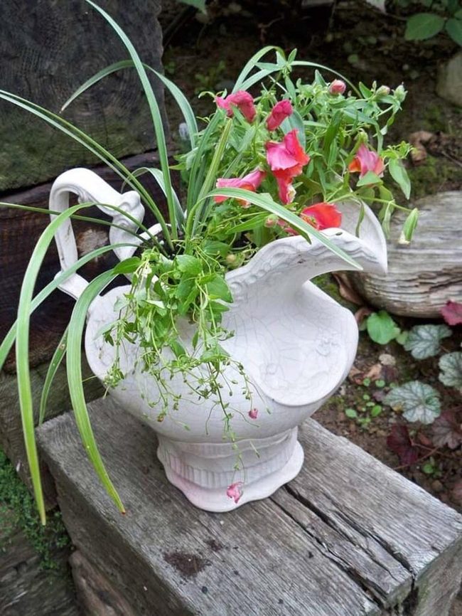 Weathered Ceramic Flower Vessel