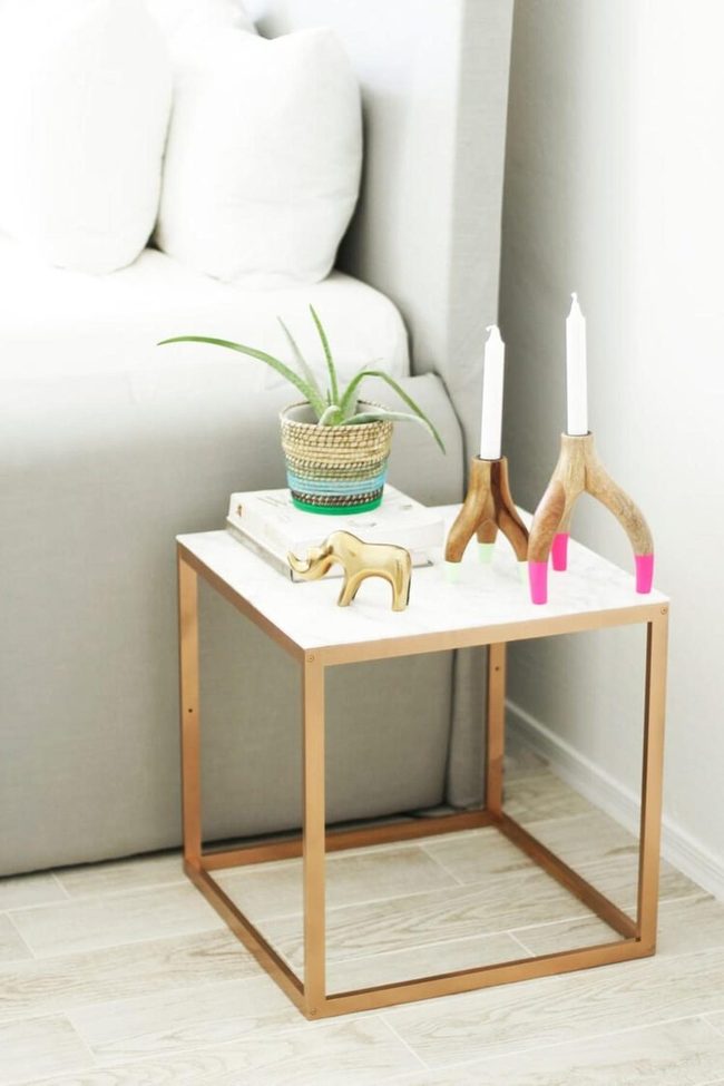 Metallic Cube Storage Nightstand