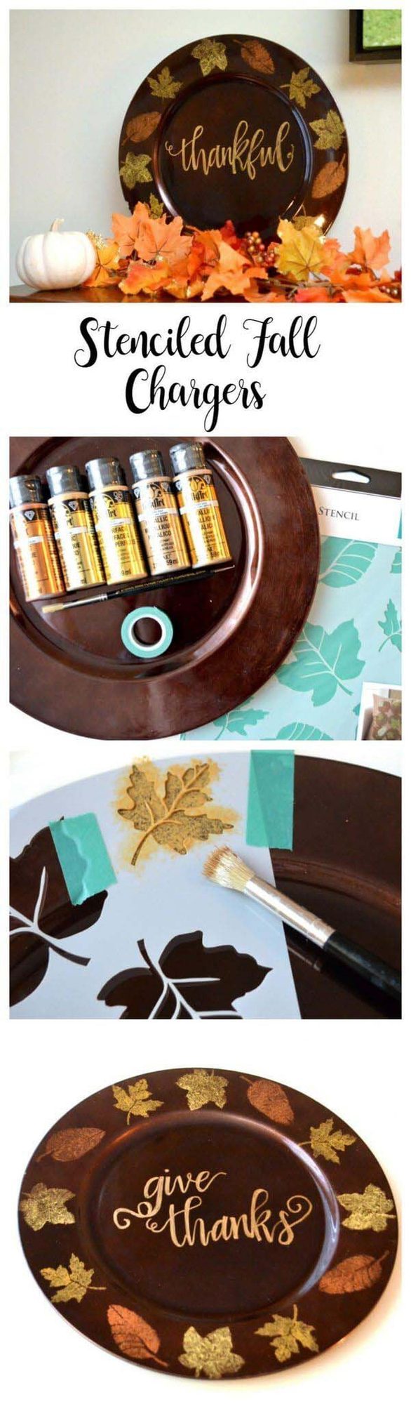 Stenciled Autumn Chargers