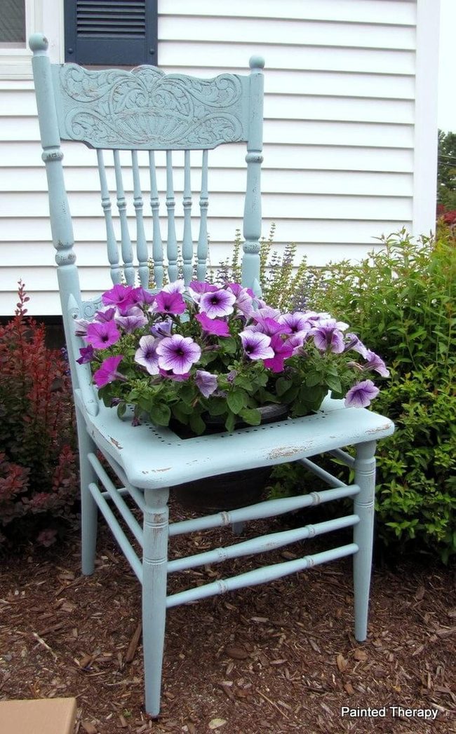 Petunia-Filled Vintage Chair