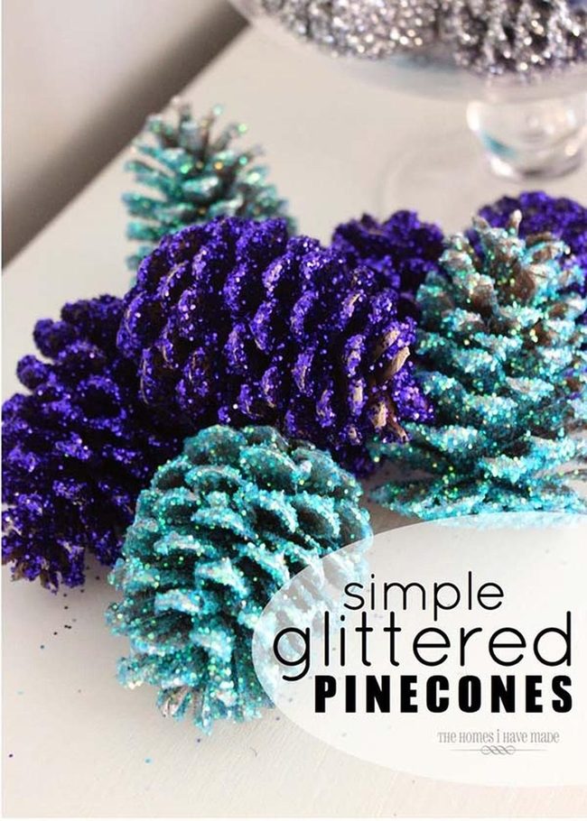 Glitter-Dipped Pine Cones