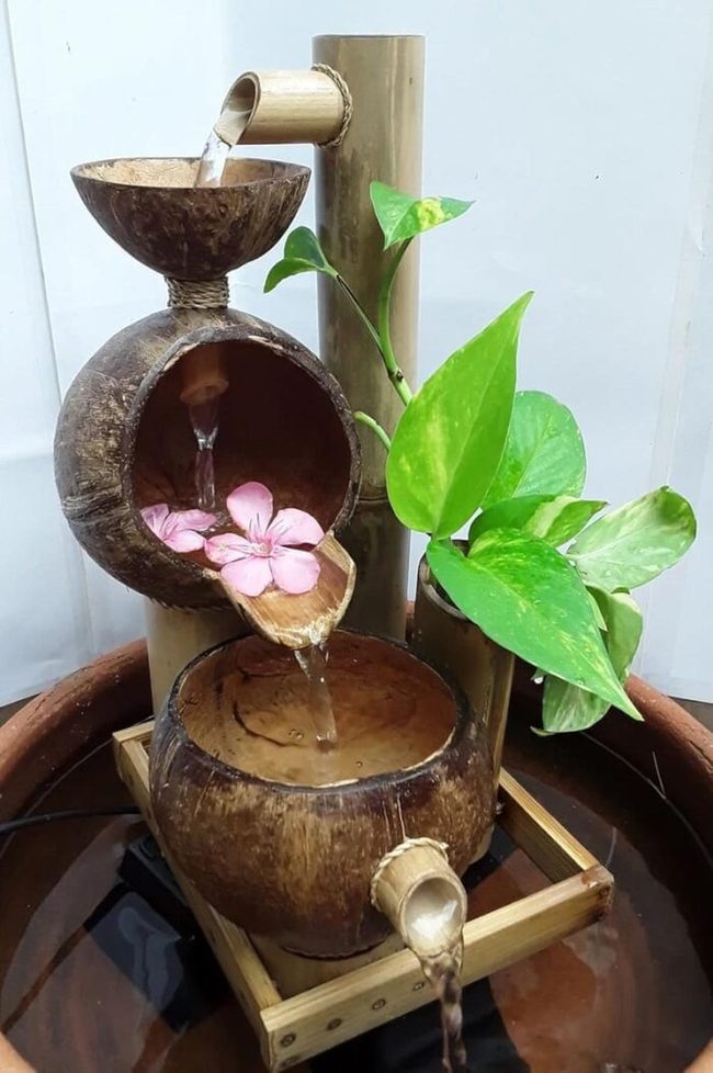 Cascading Coconut Shell Fountain