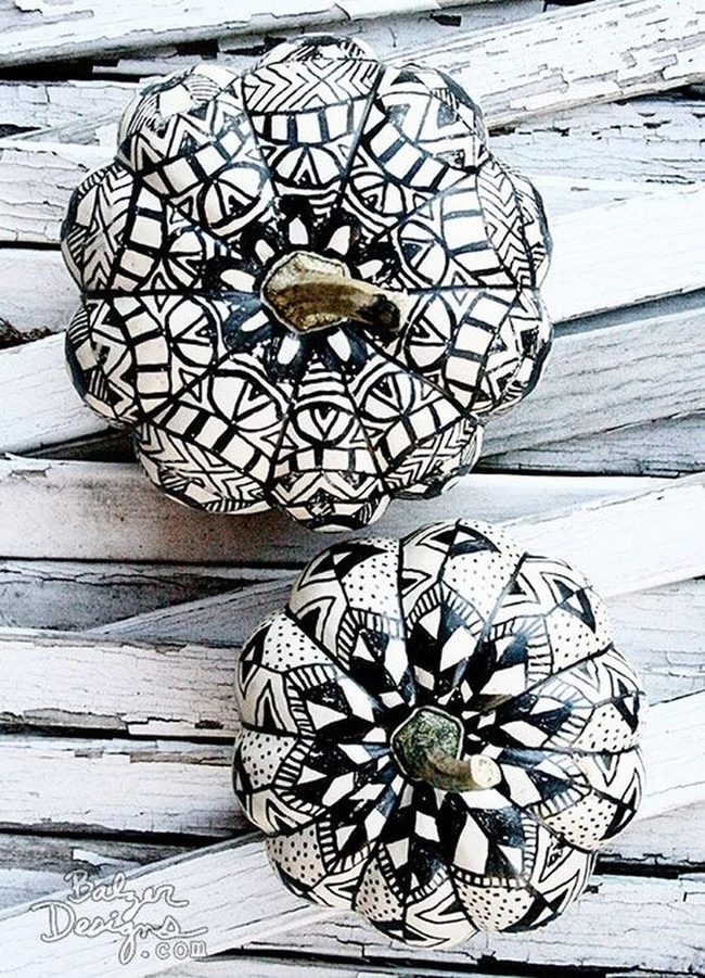 Geometric Black Pumpkins