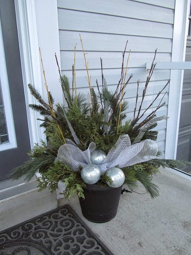 Red Poinsettia Planters With Lights