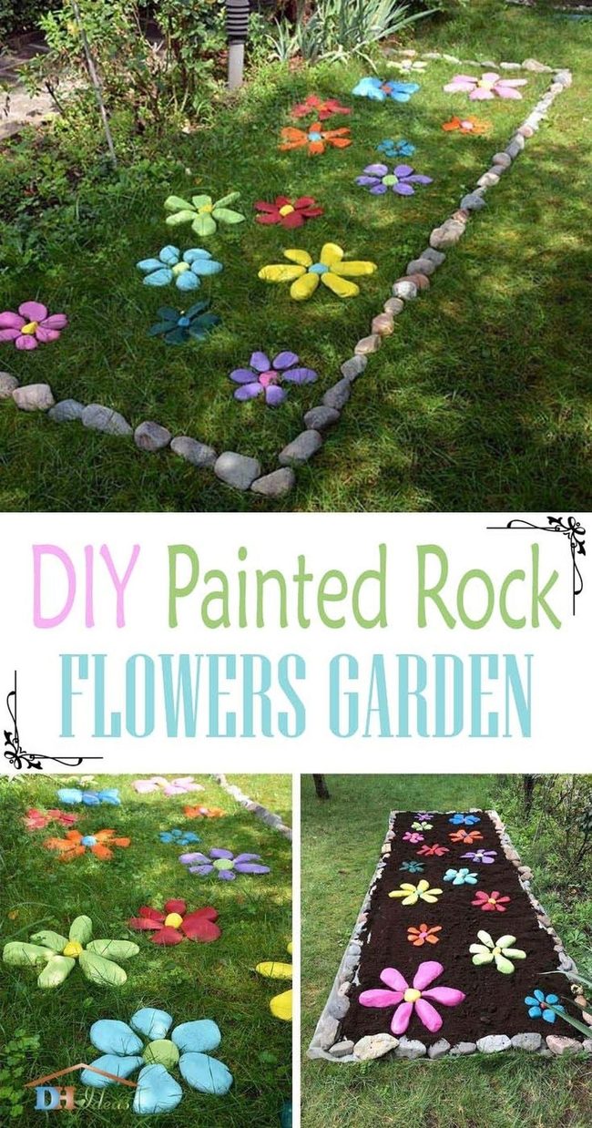 Painted Stone Flower Blooms