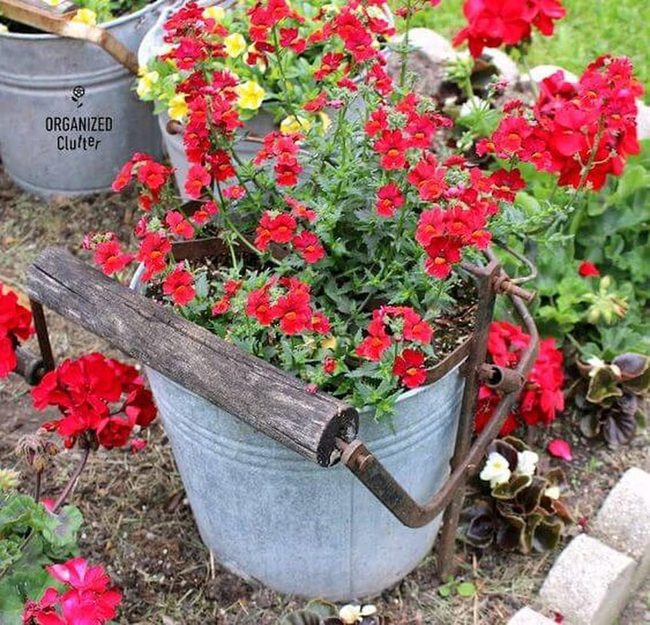 Red Flowers, Weathered Metal