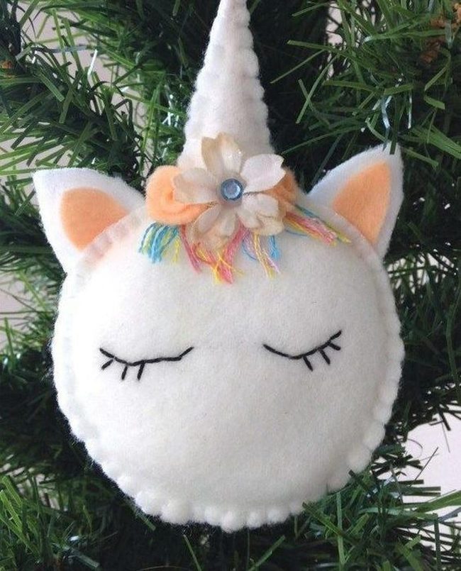Sleepy White Felt Unicorn
